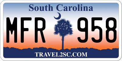 SC license plate MFR958