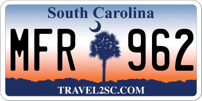 SC license plate MFR962