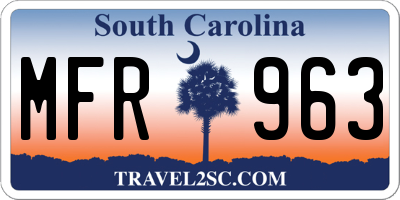 SC license plate MFR963