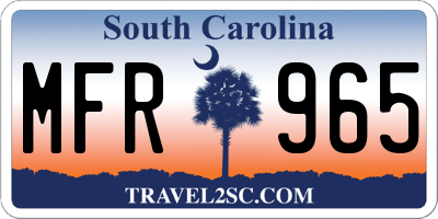 SC license plate MFR965