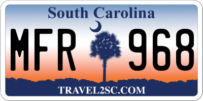 SC license plate MFR968