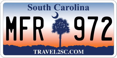 SC license plate MFR972