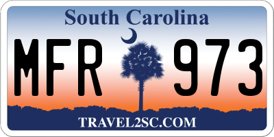 SC license plate MFR973