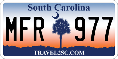 SC license plate MFR977
