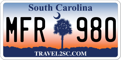 SC license plate MFR980