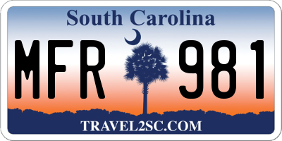 SC license plate MFR981
