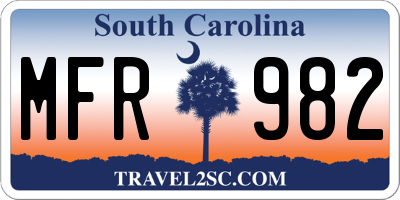 SC license plate MFR982