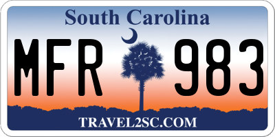 SC license plate MFR983