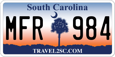 SC license plate MFR984