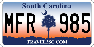 SC license plate MFR985