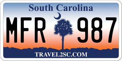 SC license plate MFR987