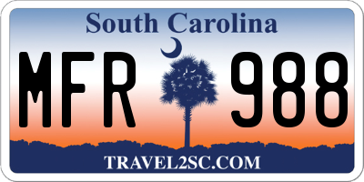 SC license plate MFR988