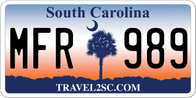SC license plate MFR989