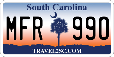 SC license plate MFR990