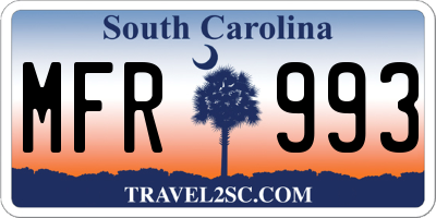 SC license plate MFR993