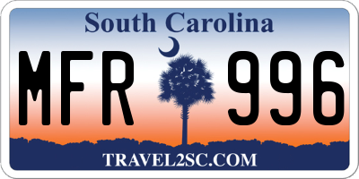 SC license plate MFR996