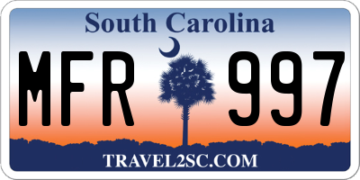 SC license plate MFR997