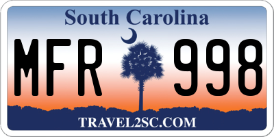 SC license plate MFR998