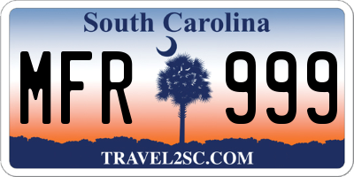SC license plate MFR999