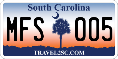 SC license plate MFS005