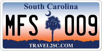 SC license plate MFS009