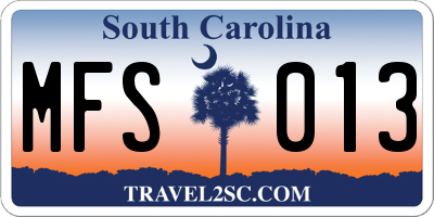 SC license plate MFS013