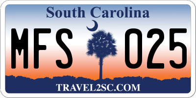 SC license plate MFS025