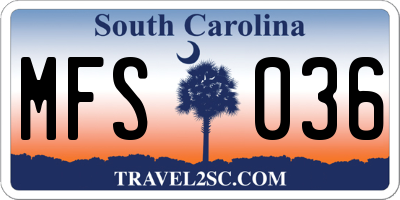 SC license plate MFS036