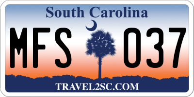 SC license plate MFS037