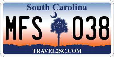 SC license plate MFS038