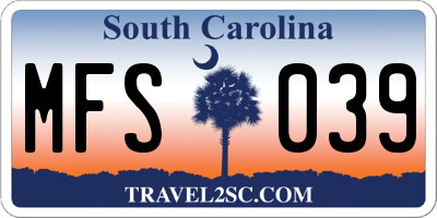 SC license plate MFS039