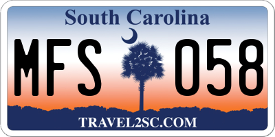 SC license plate MFS058