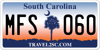 SC license plate MFS060