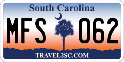 SC license plate MFS062