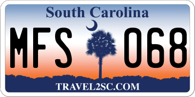 SC license plate MFS068
