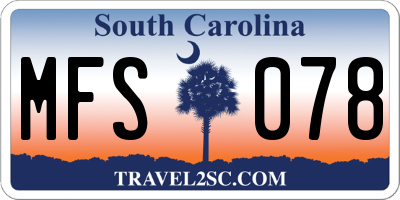 SC license plate MFS078