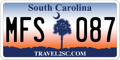 SC license plate MFS087