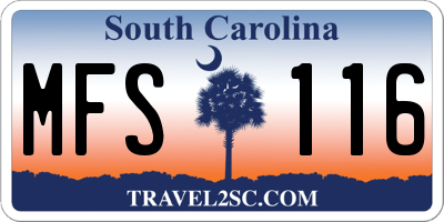 SC license plate MFS116