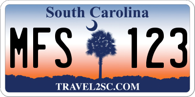 SC license plate MFS123
