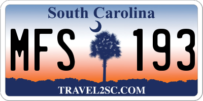 SC license plate MFS193
