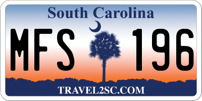 SC license plate MFS196