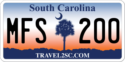 SC license plate MFS200
