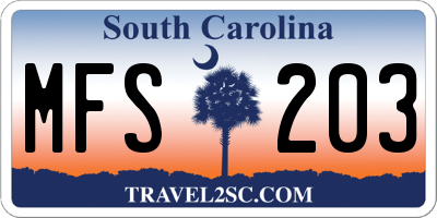SC license plate MFS203