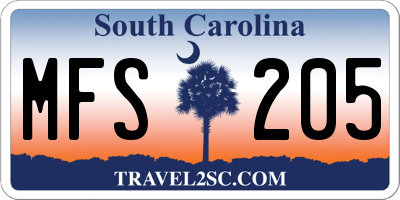 SC license plate MFS205