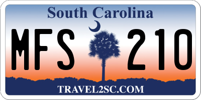 SC license plate MFS210