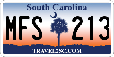 SC license plate MFS213