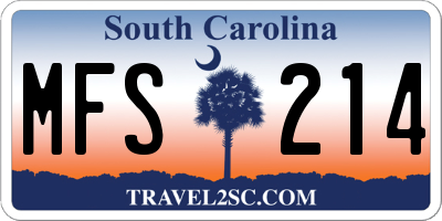 SC license plate MFS214