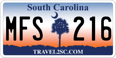 SC license plate MFS216