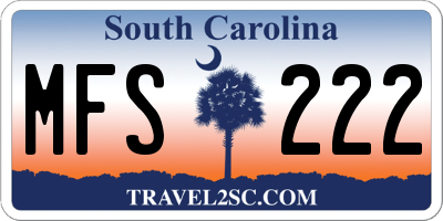 SC license plate MFS222