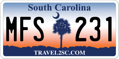 SC license plate MFS231